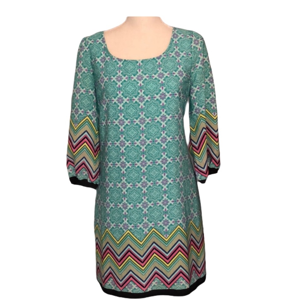 Pink Owl geometric chevron dress
